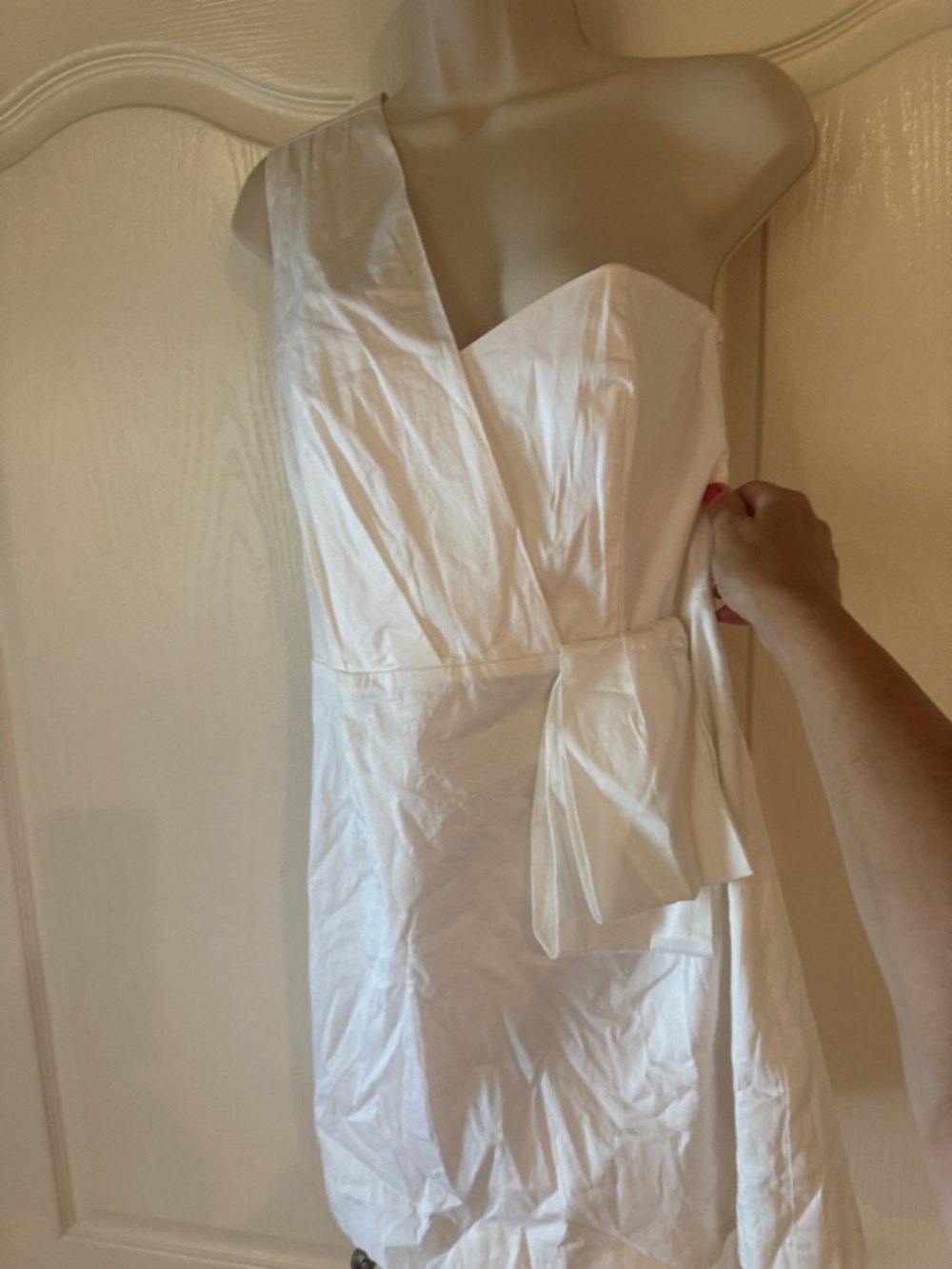 French Connection White Asymmetrical One-Shoulder Dress